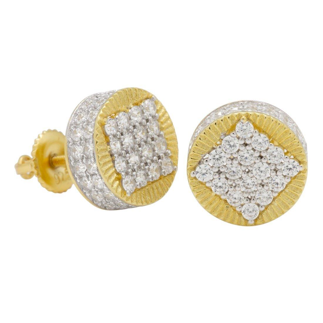 King Ice Round Stud Earrings - 14K/White Gold - 14K/WHITE GOLD